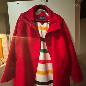 Red Wool Pendleton coat size large NWOT